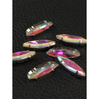 Страз (стекло)  в металлической оправе. Размер - 4×15 мм. Цвет- прозрачный с АБ 5 шт