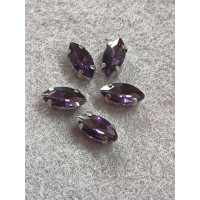 Страц (скло) в оправі/5×10 мм/баклажановий/5 шт.