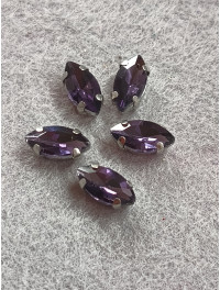 Страц (скло) в оправі/5×10 мм/баклажановий/5 шт.