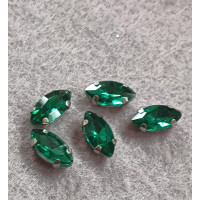 Страз(стекло) в оправе/ 5×10мм/ зелёная бирюза/ 5 шт