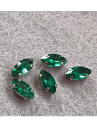 Страз (скло) в оправі/5×10 мм/зелена бірюза/5 шт.