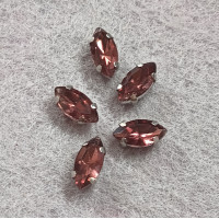 Страва (скло) в оправі/5×10 мм/аметистовий/5 шт.