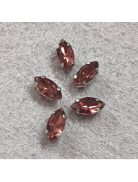 Страва (скло) в оправі/5×10 мм/аметистовий/5 шт.