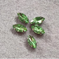 Страз(стекло) в оправе/ 5×10мм/ салатовый/ 5 шт