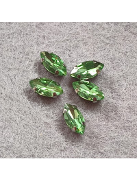 Страз (скло) в оправі/5×10 мм/ салатовий/5 шт.