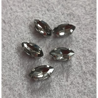 Страз (скло) в оправі/5×10 мм/графіт/5 шт.