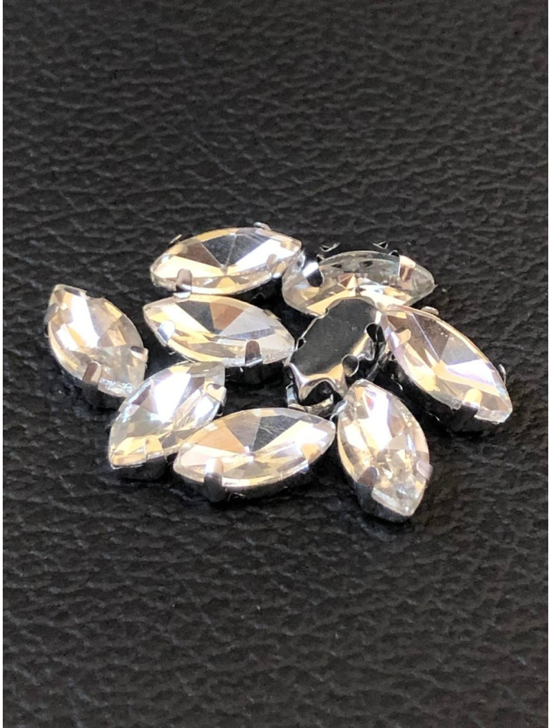 Страз (скло) в металевій оправі. Розмір — 5×10 мм. Колір — прозорий 5 шт.