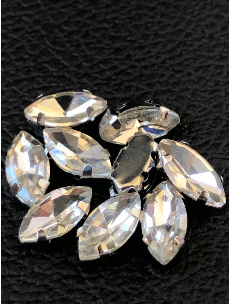 Страз (скло) в металевій оправі. Розмір — 5×10 мм. Колір — прозорий 5 шт.