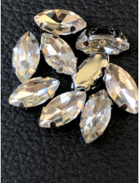 Страз (скло) в металевій оправі. Розмір — 5×10 мм. Колір — прозорий 5 шт.