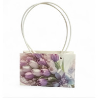 Сумка для квітів/ квадрат/Тюльпани. 22×13.5×33 см