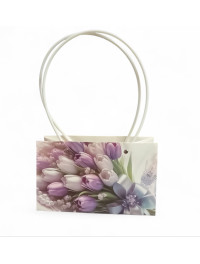 Сумка для квітів/ квадрат/Тюльпани. 22×13.5×33 см