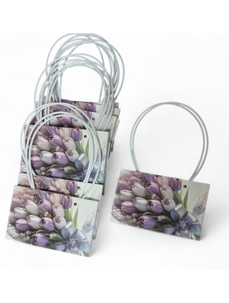 Сумка для квітів/ квадрат/Тюльпани. 22×13.5×33 см