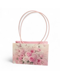 Сумка для квітів/ квадрат/Тюльпани, рожевий. 22×13.5×33 см