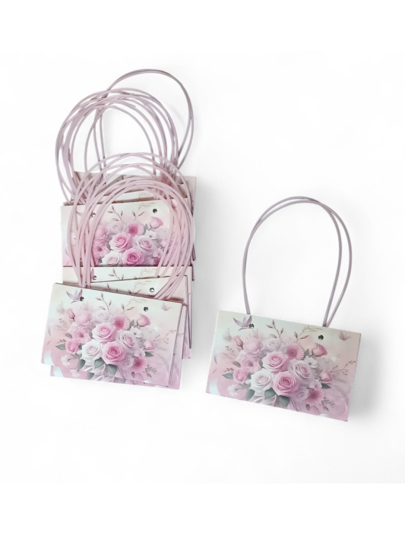 Сумка для квітів/ квадрат/Тюльпани, рожевий. 22×13.5×33 см