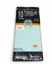 Пачкувальний папір тиш'ю/50×70 см/10 аркушів/Світло блакитний