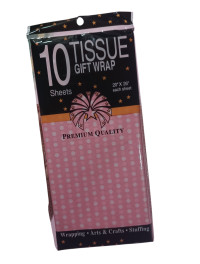 Пачкувальний папір тиш'ю/50×70 см/10 аркушів/ Горошок рожевий