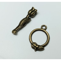 Замок "тогл"/розмір 1,8×1,3 см/колір бронза