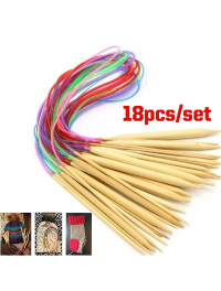 Набір бамбукових кругових спиць на волосіні 18 шт 40 см 2-10 мм