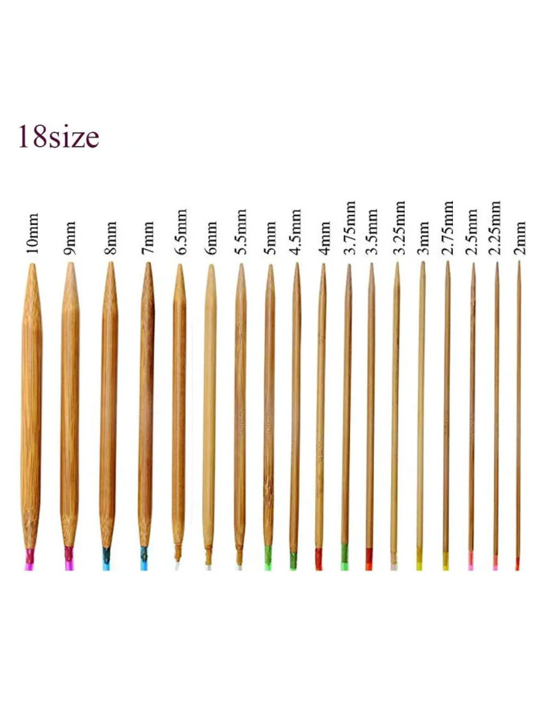 Набір бамбукових кругових спиць на волосіні 18 шт 40 см 2-10 мм