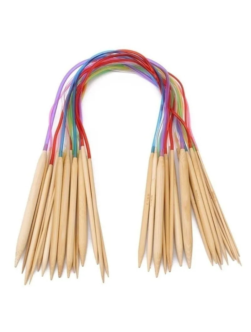 Набір бамбукових спиць на волосіні 18 шт. Довжина 120 см.