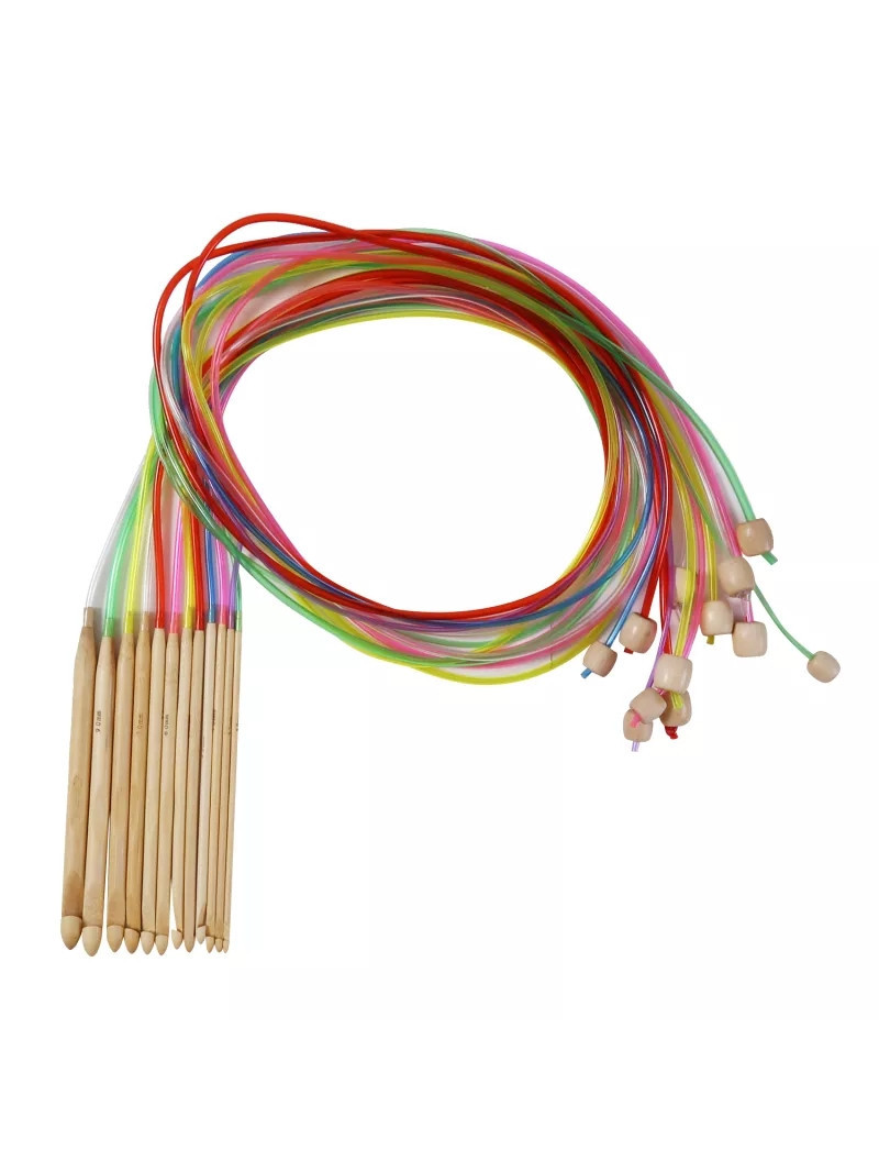 Набір гачків на волосіні для туніського в'язання 12 шт. Довжина 120 см.