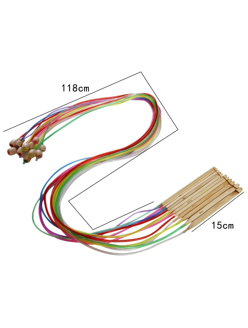 Набір гачків на волосіні для туніського в'язання 12 шт. Довжина 120 см.