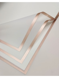 Калька (паковання для квітів) / 58×58 см / пачка 2 аркуші / біла з бронзовим кантом