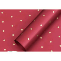 Калька (упаковка для цветов) / 58×58 см / упаковка 2 листа / красный в золотой горошек