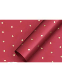 Калька (паковання для квітів)/58×58 см/паковання 2 аркуші/червоний у золотий горошок