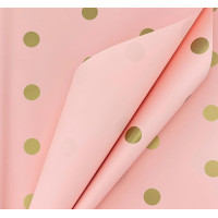 Калька (упаковка для цветов) / 58×58 см / уп. 2 листа / Персиковый с горошком