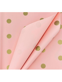 Калька (паковання для квітів)/58×58 см/упа. 2 аркуші/ Персиковий із горошком