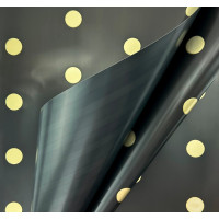 Калька (упаковка для цветов) / 58×58 см / уп. 2 листа / Черный с горошком