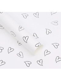 Калька (паковання для квітів)/58×58 см/упа. 2 аркуші/біла з чорним серцем