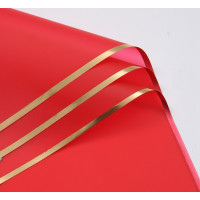 Калька (паковання для квітів)/58×58 см/упа. 2 аркуші/Червона із золотим кантом
