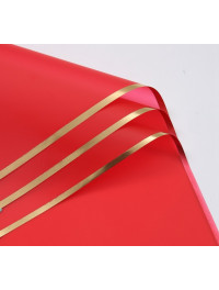 Калька (паковання для квітів)/58×58 см/упа. 2 аркуші/Червона із золотим кантом