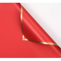 Калька (паковання для квітів)/58×58 см/упа. 2 аркуші/Червона щільна із золотим кантом