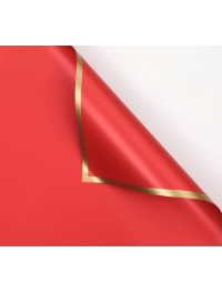 Калька (паковання для квітів)/58×58 см/упа. 2 аркуші/Червона щільна із золотим кантом