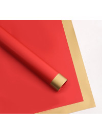 Калька (паковання для квітів)/58×58 см/упа. 2 аркуші/Червона щільна із широким золотим кантом