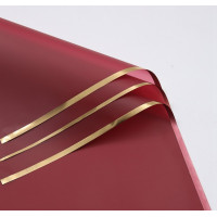 Калька (паковання для квітів)/58×58 см/упа. 2 аркуші/Вишнева із золотим кантом