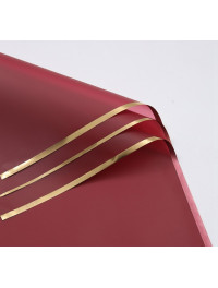 Калька (паковання для квітів)/58×58 см/упа. 2 аркуші/Вишнева із золотим кантом