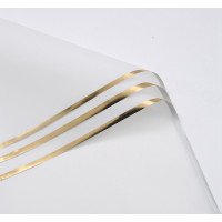 Калька (упаковка для цветов) / 58×58 см / уп. 2 листа / белая с золотым кантом