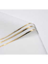 Калька (паковання для квітів)/58×58 см/упа. 2 аркуші/біла із золотим кантом