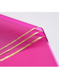 Калька (паковання для квітів)/58×58 см/упа. 2 аркуші/малинова із золотим кантом