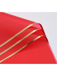 Калька (паковання для квітів)/58×58 см/упа. 2 аркуші/червона із золотим кантом