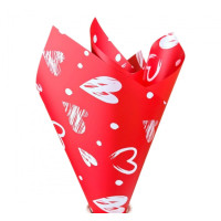 Калька (упаковка для цветов) / 58×58 см / уп. 2 листа / Love красная