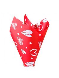 Калька (паковання для квітів)/58×58 см/упа. 2 аркуші / Love червона