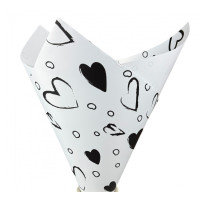 Калька (паковання для квітів)/58×58 см/упа. 2 аркуші / Love біло чорна