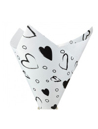 Калька (паковання для квітів)/58×58 см/упа. 2 аркуші / Love біло чорна