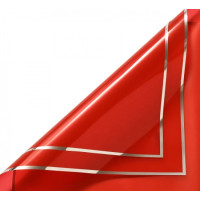 Калька (паковання для квітів)/58×58 см/упа. 2 аркуші/червона зі срібним кантом