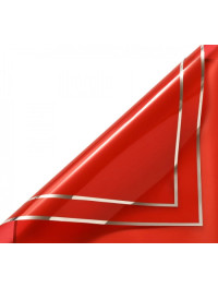 Калька (паковання для квітів)/58×58 см/упа. 2 аркуші/червона зі срібним кантом